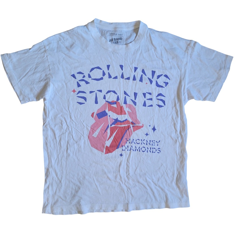 American Eagle The Rolling Stones Hackney Diamonds Graphic Tee White Womens XS